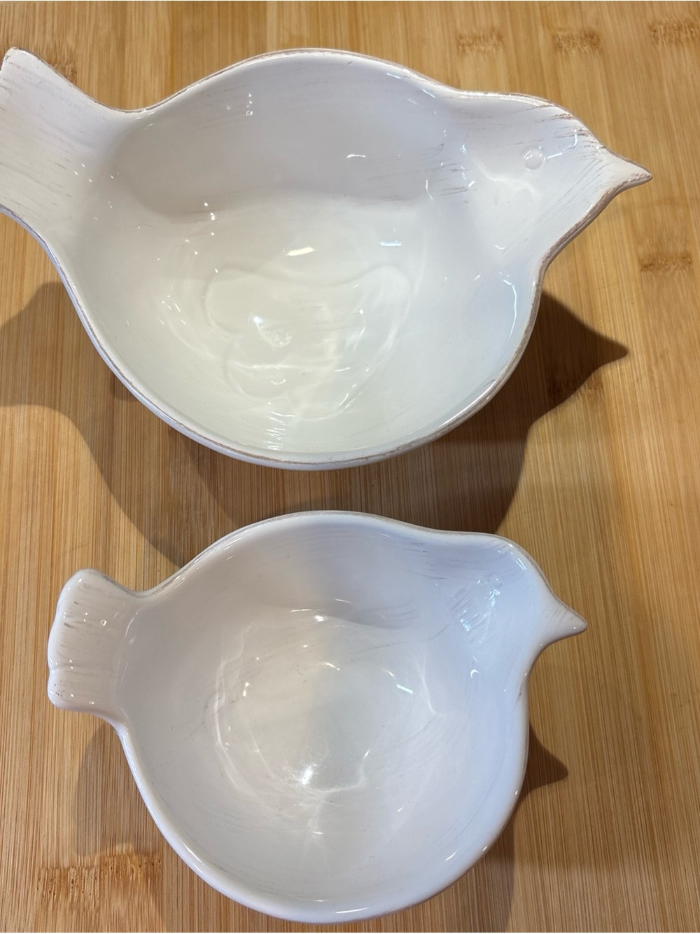 White Ceramic Bird-Shaped Serving Bowls - Decorative Serveware Set